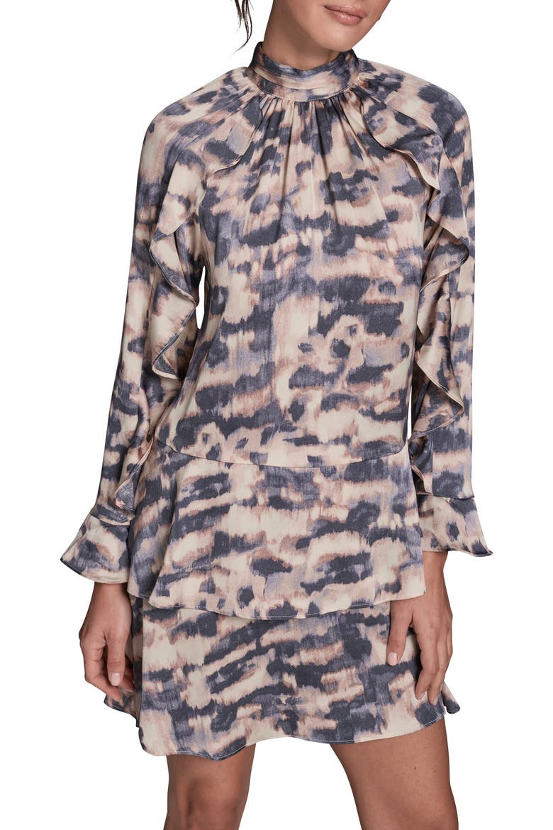 Mock Neck Long Sleeve Minidress, Alternate, color, SOFT DUSK MULTI