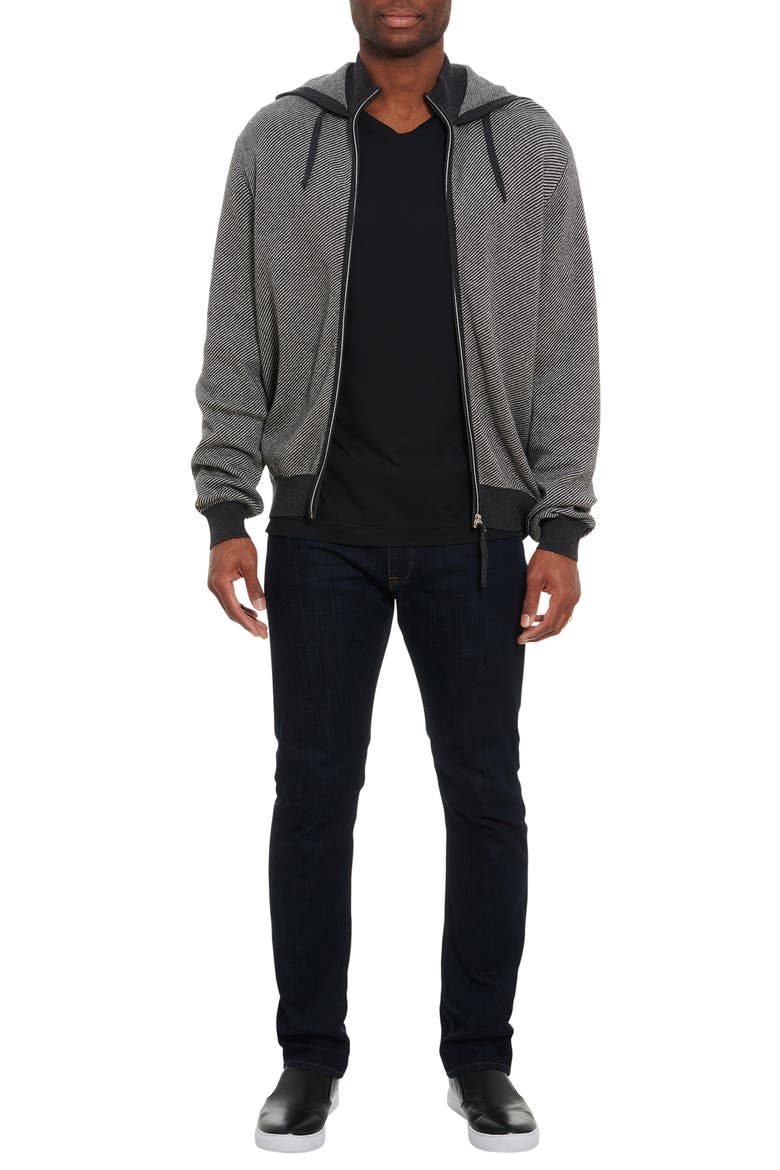 Draco Stripe Cotton & Cashmere Zip Hoodie, Alternate, color, LIGHT GREY
