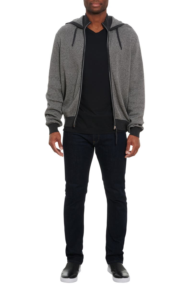 Robert Graham Draco Stripe Cotton & Cashmere Zip Hoodie, Alternate, color, 