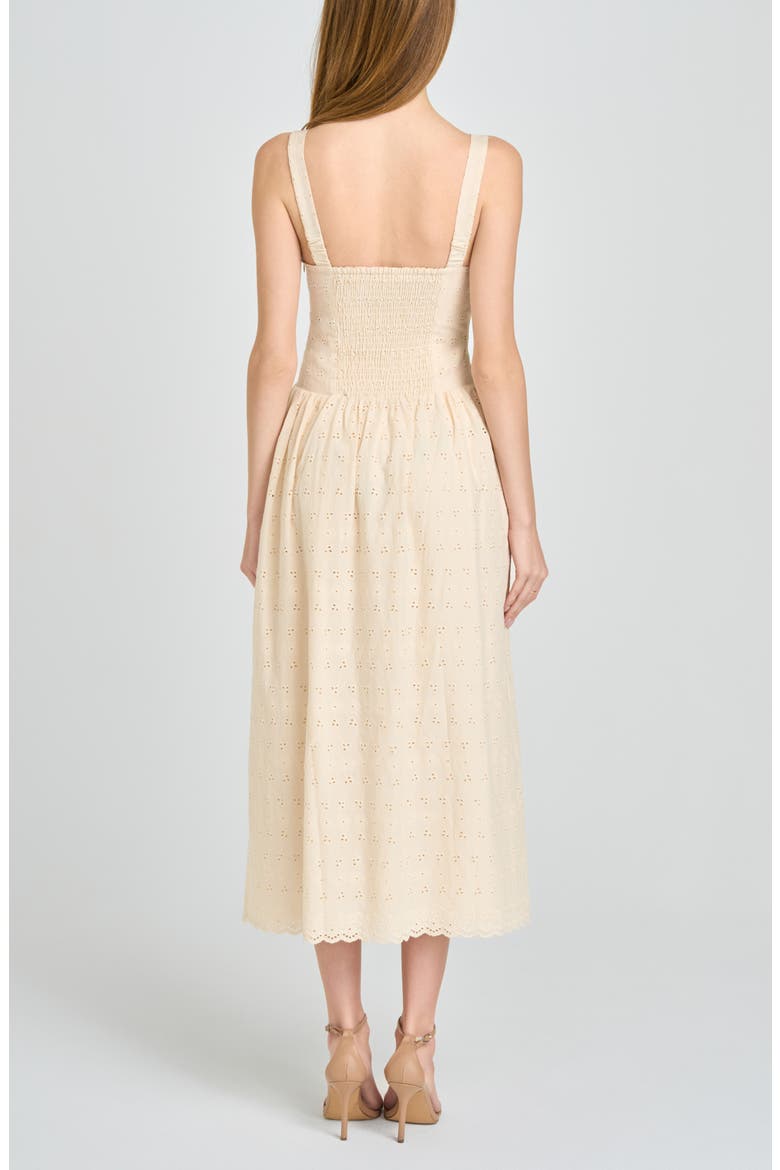Lillian Eyelet Cotton Midi Dress, Alternate, color, BEIGE