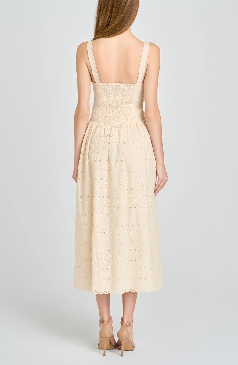 WAYF Lillian Eyelet Cotton Midi Dress, Alternate, color, Beige