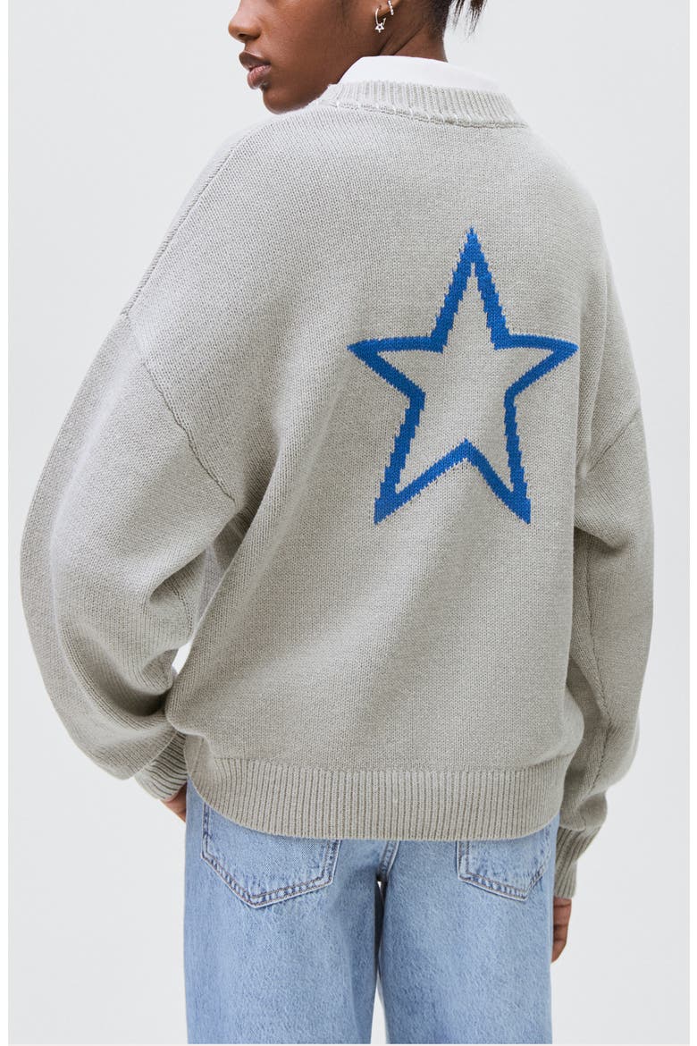 Star Crewneck Sweater, Alternate, color, GREY