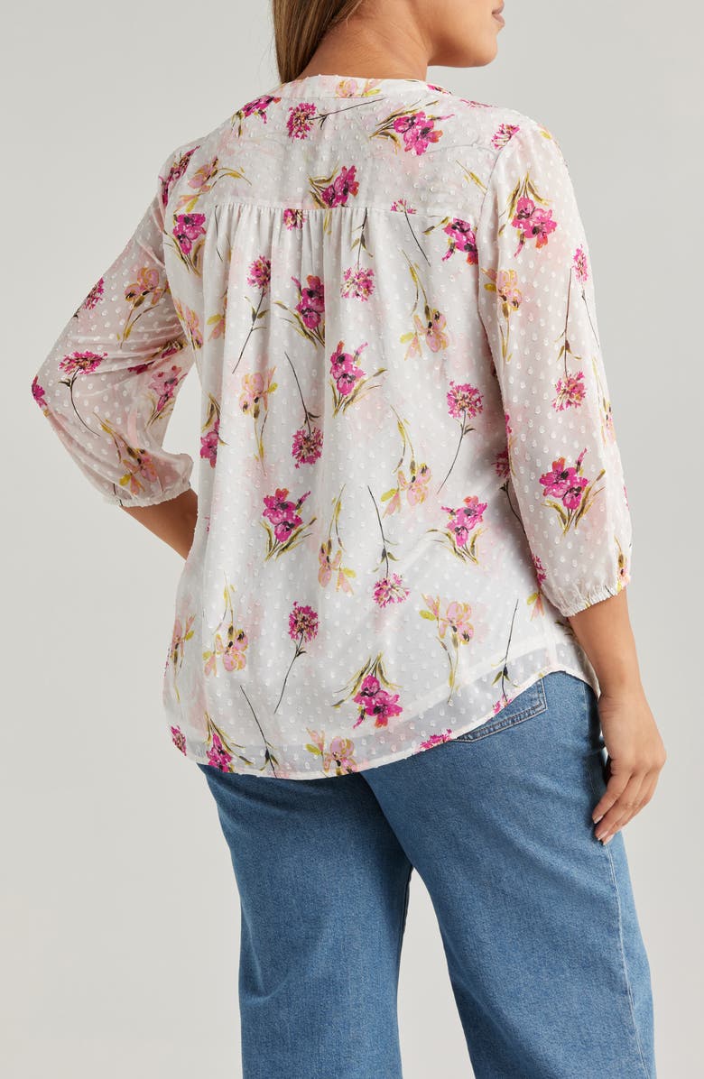 Jones New York Floral V-Neck Tunic Top, Alternate, color, Jones White Multi