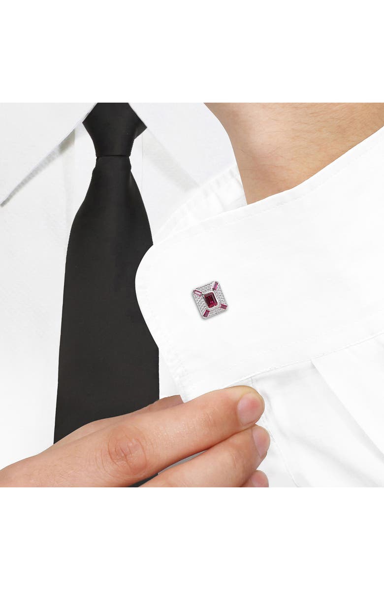 DELMAR Sterling Silver Jewel Embellished Cufflinks, Alternate, color, Red