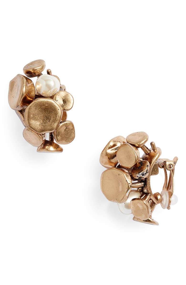 Tory Burch Brutalist Cluster Clip-On Earrings, Main, color,