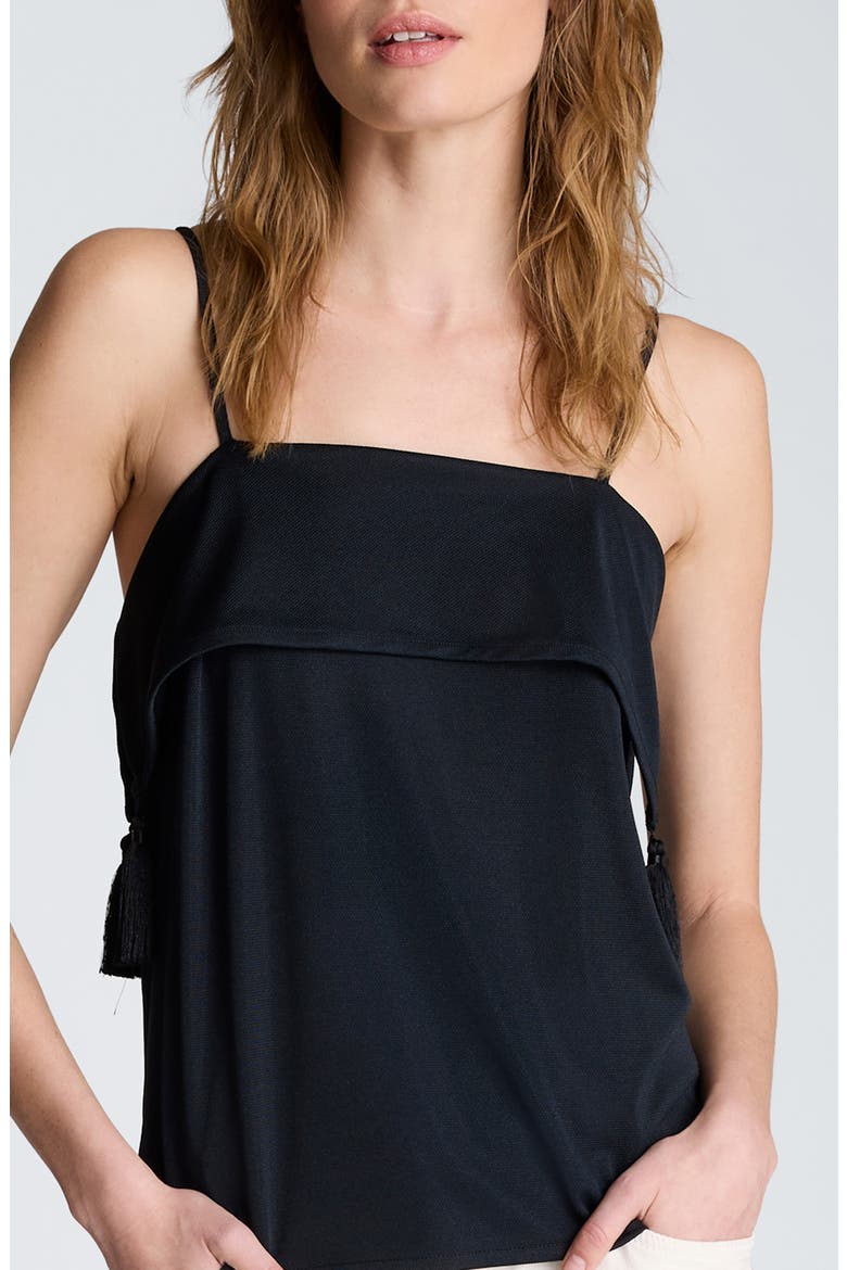 Tassel Trim Foldover Camisole, Alternate, color, BLACK