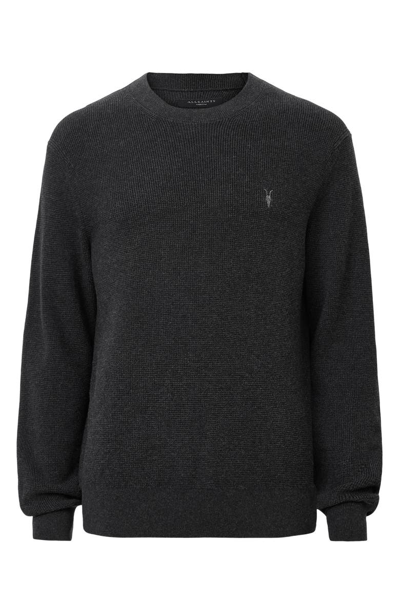 AllSaints Oversize Cotton & Wool Waffle Crewneck Sweater, Alternate, color,