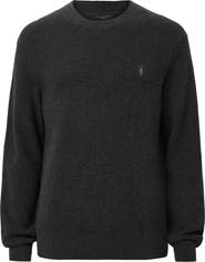 AllSaints Oversize Cotton & Wool Waffle Crewneck Sweater