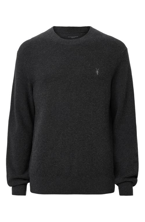 Allsaints Oversize Cotton & Wool Waffle Crewneck Sweater In Gray