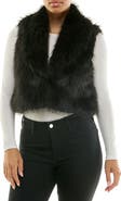 Nina Leonard Cropped Collared Faux Fur Vest