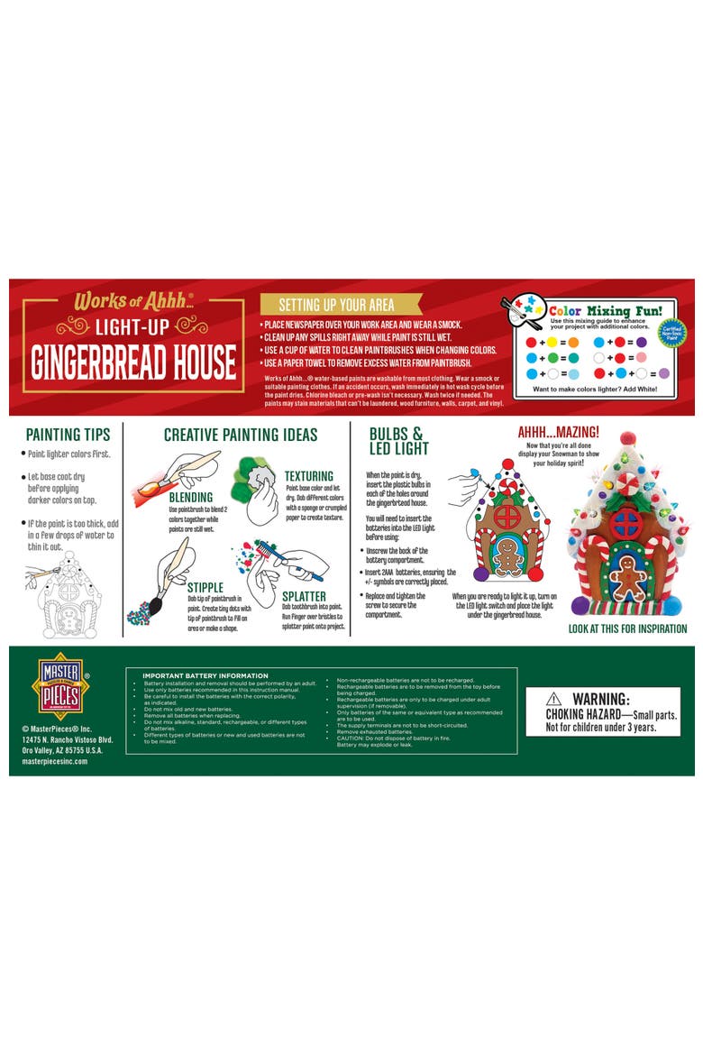 Gingerbread House Light-Up Plaster Kit, Alternate, color, Multicolor