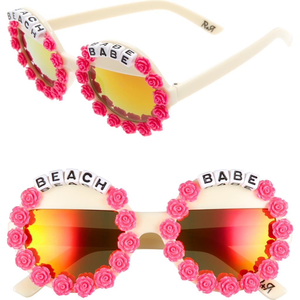 Rad + Refined Beach Babe Round Sunglasses in Cream/Hot Pink  product
