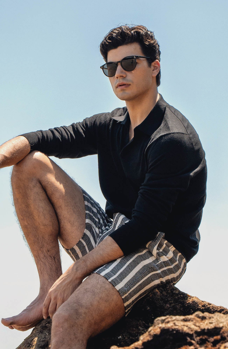 Italic Elliot Featherlight Long Sleeve Polo Shirt, Alternate, color, 