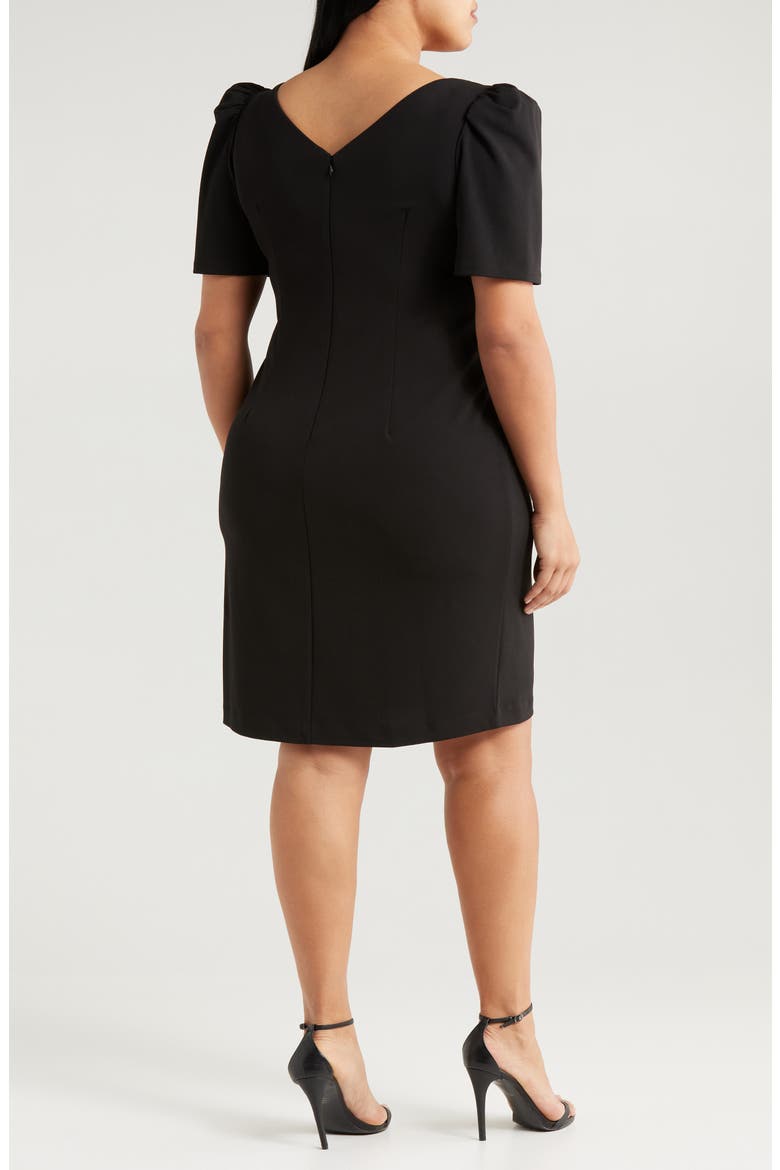Embellished Crepe Sheath Dress, Alternate, color, BLACK