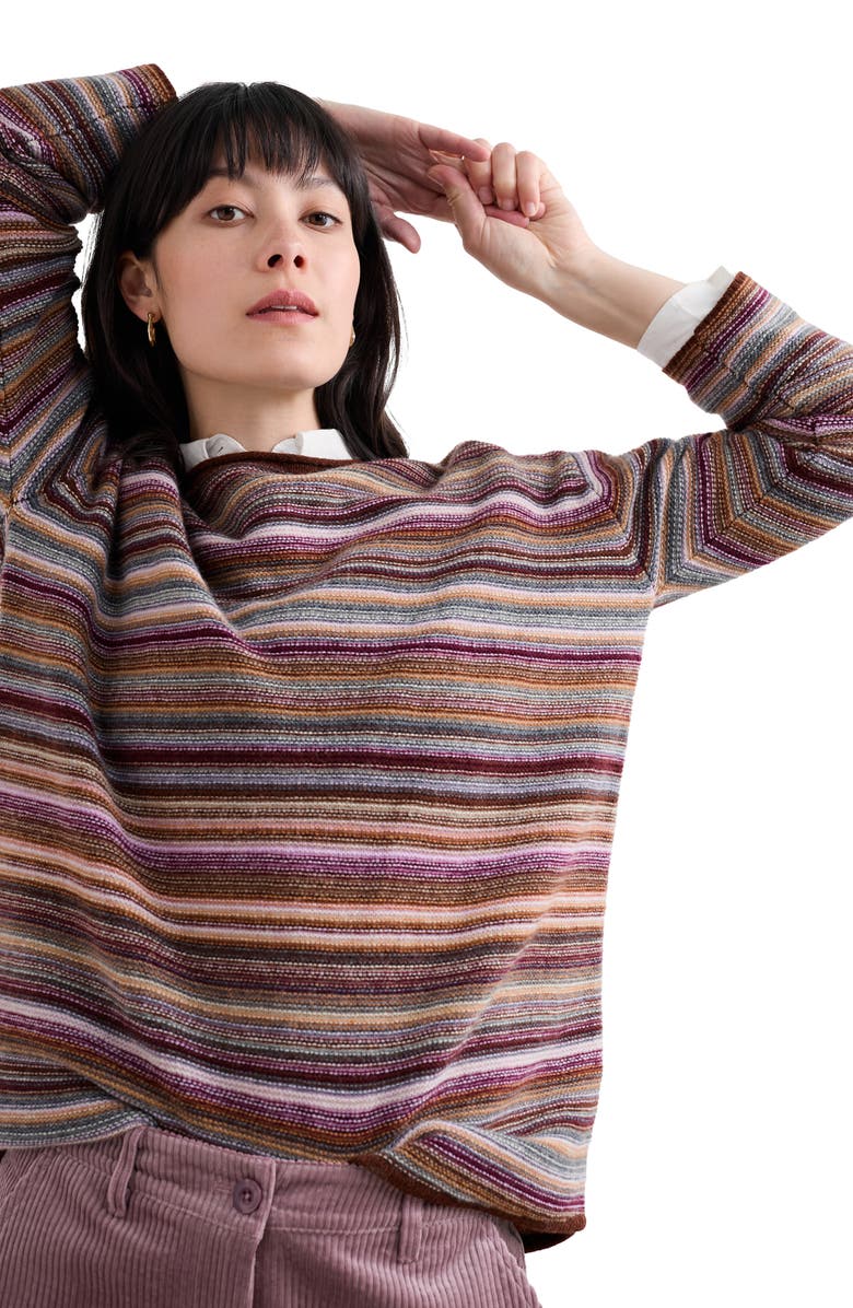 Seasalt Cornwall Fruity Stripe Wool Blend Sweater, Alternate, color, Ripple Marks Cocoa Multi