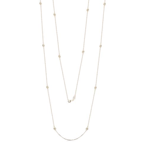 14K Gold 2cttw Bezel Diamond Station Necklace - 36 Inch