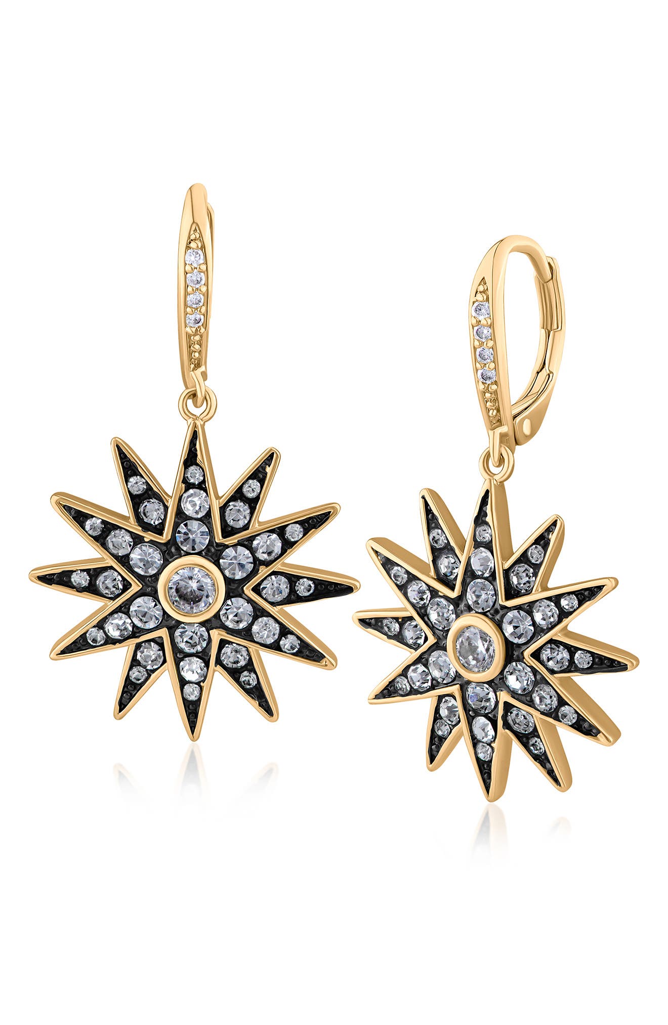 JARDIN Pavé Cubic Zirconia Starburst Lever-Back Earrings