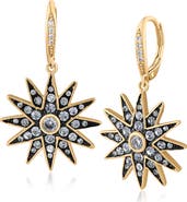 JARDIN Pavé Cubic Zirconia Starburst Lever-Back Earrings