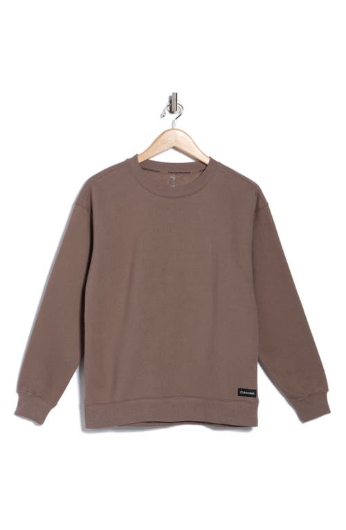 Calvin Klein Performance Logo Patch Fleece Sweatshirt In Brown