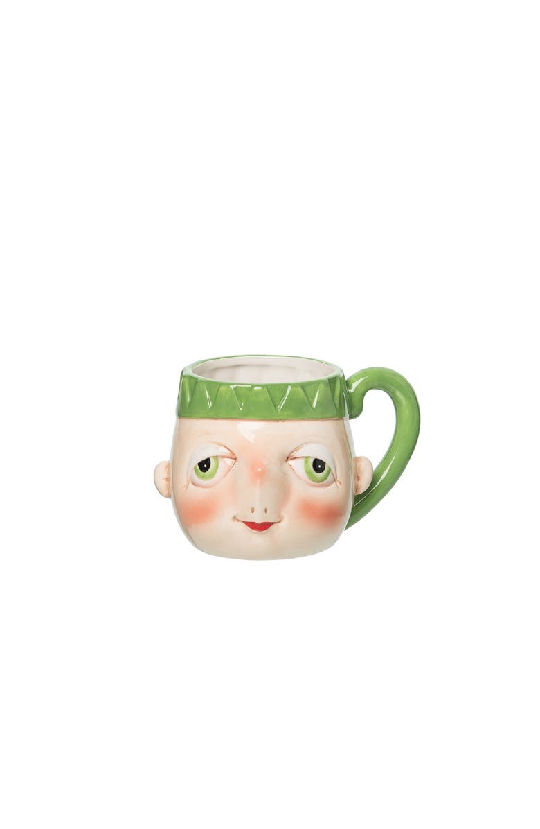 Gallerie II Bartholomew Elf Gathered Traditions Joe Spencer Figure Dimensional Mug 30 oz, Main, color, Green