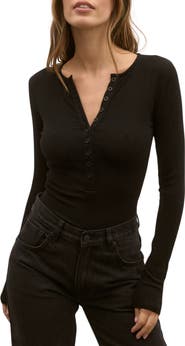 Bayse Lara Rib Henley Bodysuit
