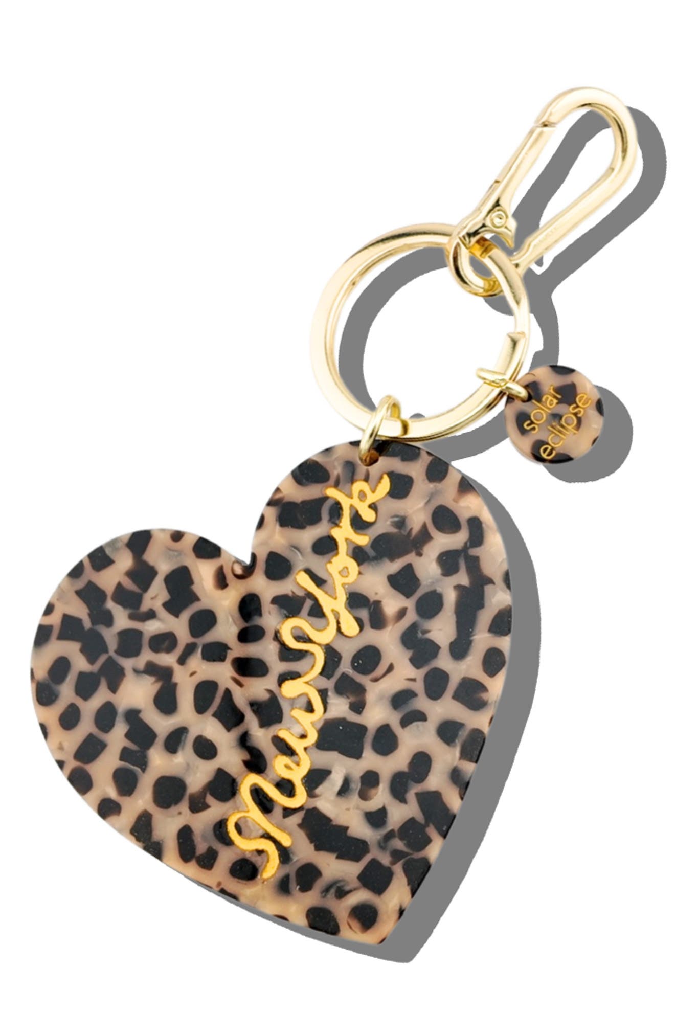 New York Heart Key Chain, Main, color, BROWN
