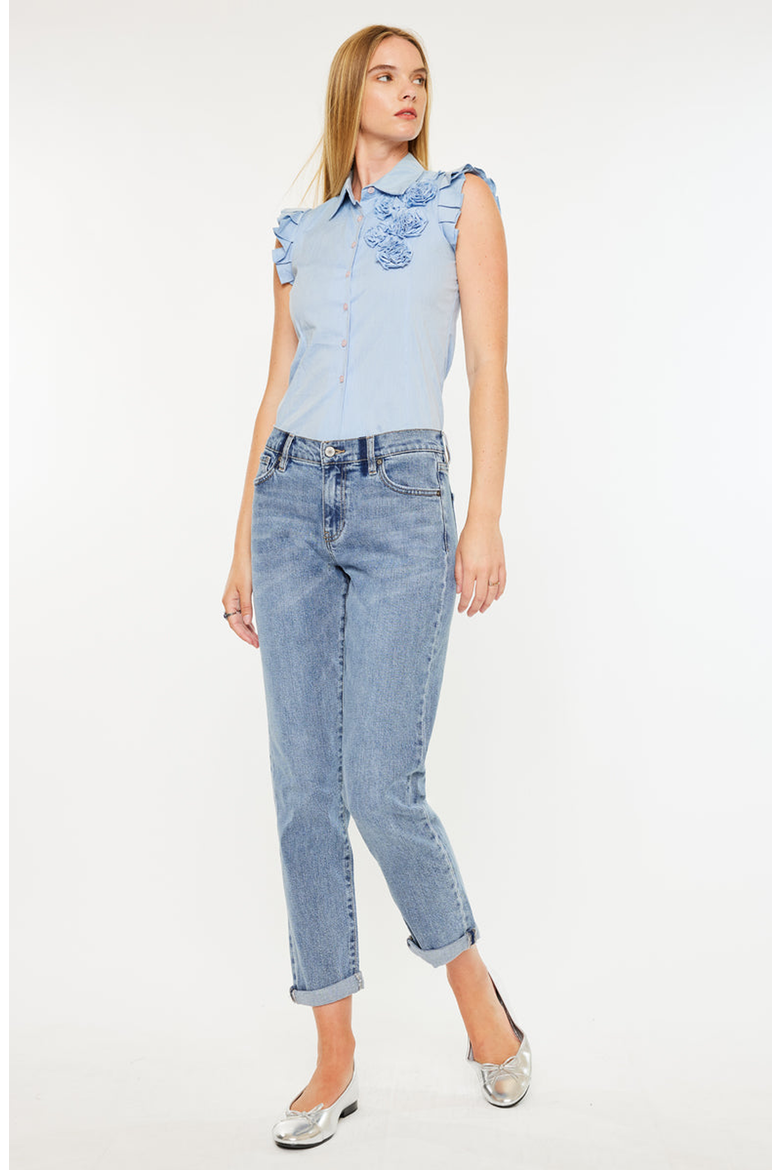 Lindsey Mid Rise Slim Boyfriend Jeans, Alternate, color, Medium Wash