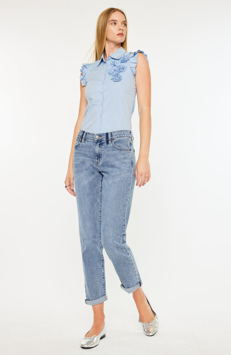 KanCan Lindsey Mid Rise Slim Boyfriend Jeans, Alternate, color, Medium Wash