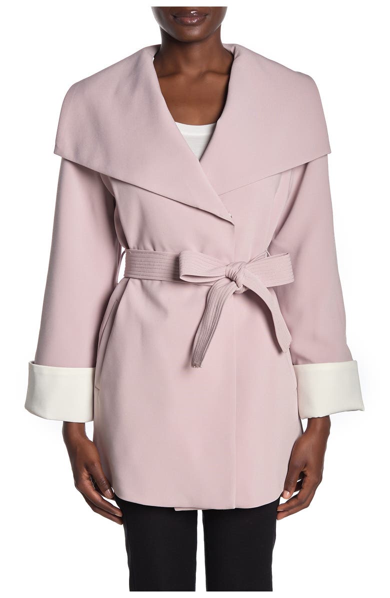 Tahari Riley Crepe Drape Jacket, Alternate, color, Dusty Pink