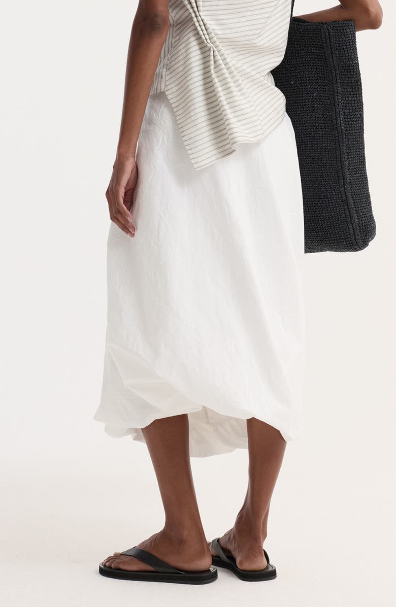 Róhe Twisted Crushed Cotton Blend Midi Skirt, Alternate, color, Optic White