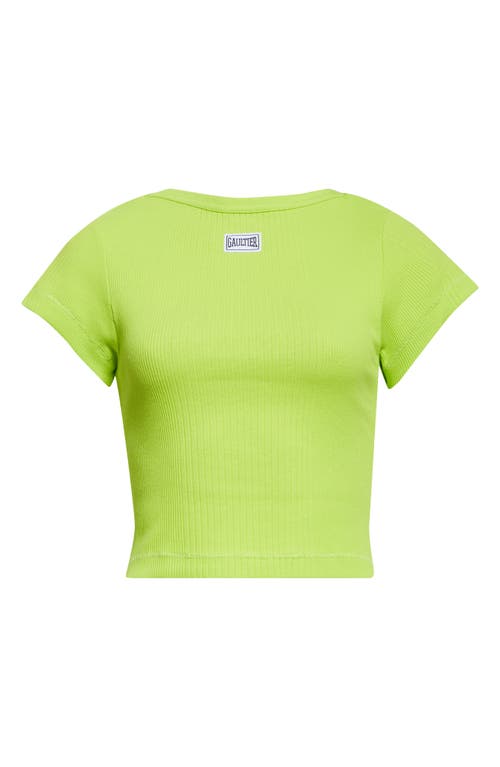 Jean Paul Gaultier Logo Patch Crop Baby Tee In Lime