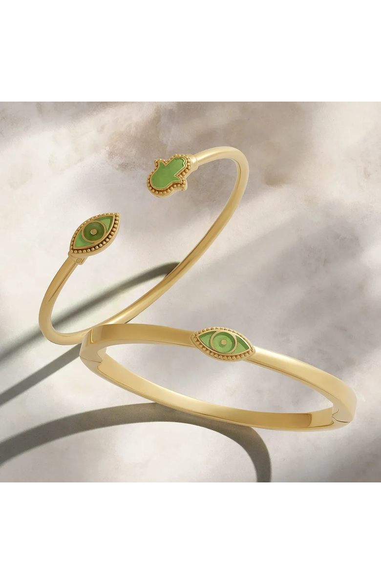 Karma and Luck Eternal Shield Jade Evil Eye & Hamsa Bangle, Alternate, color, 