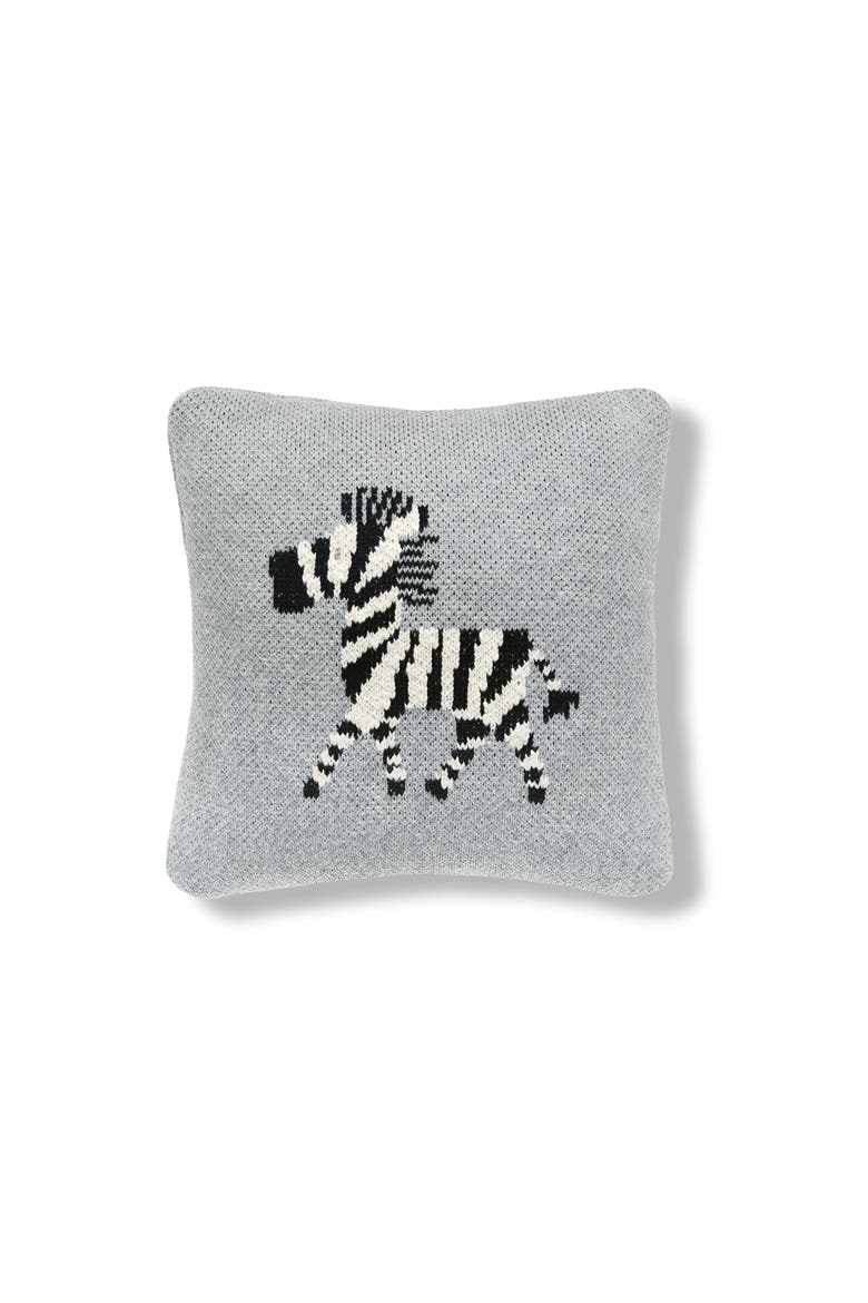 Zebra Knitted Small Petite Throw Pillow, 10" x 10", Main, color, Gray