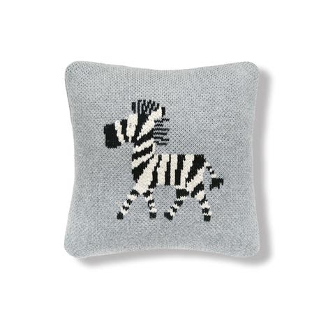 Zebra Knitted Small Petite Throw Pillow, 10" x 10"