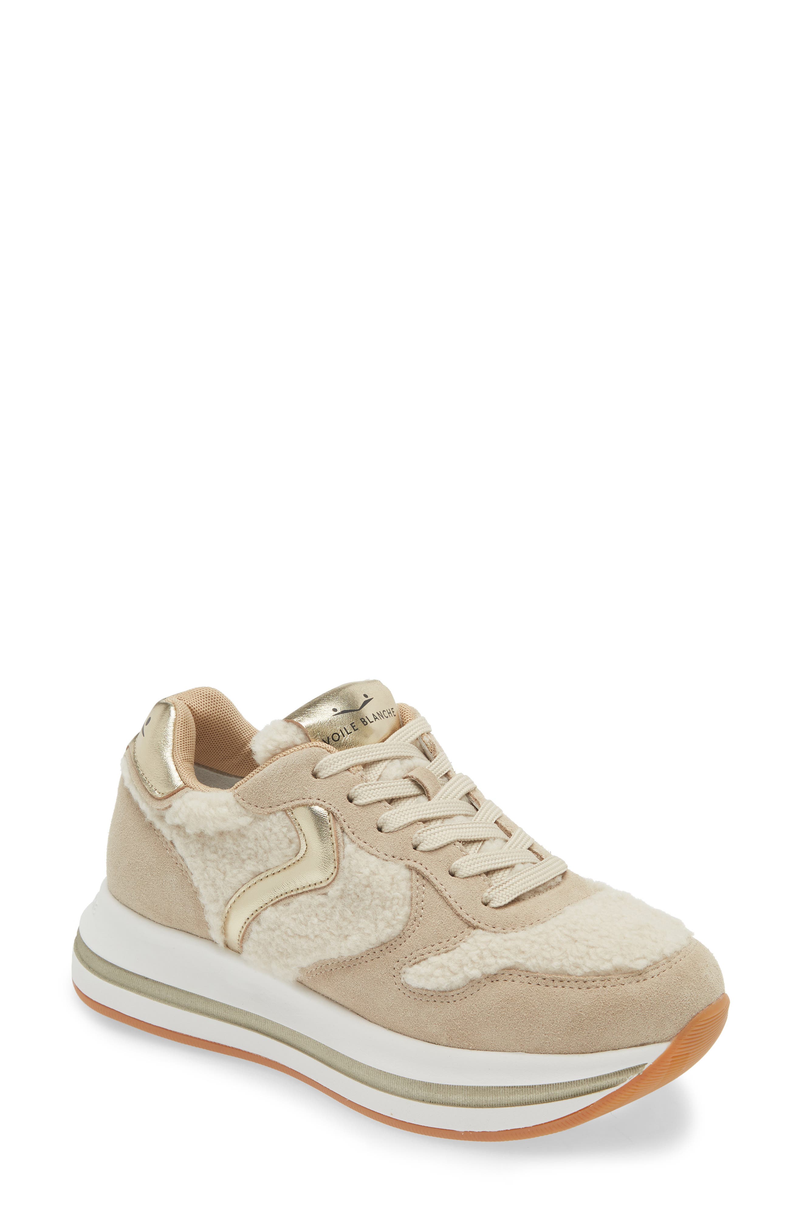 Voile Blanche Merry Curly Faux Shearling Sneaker, Main, color, 