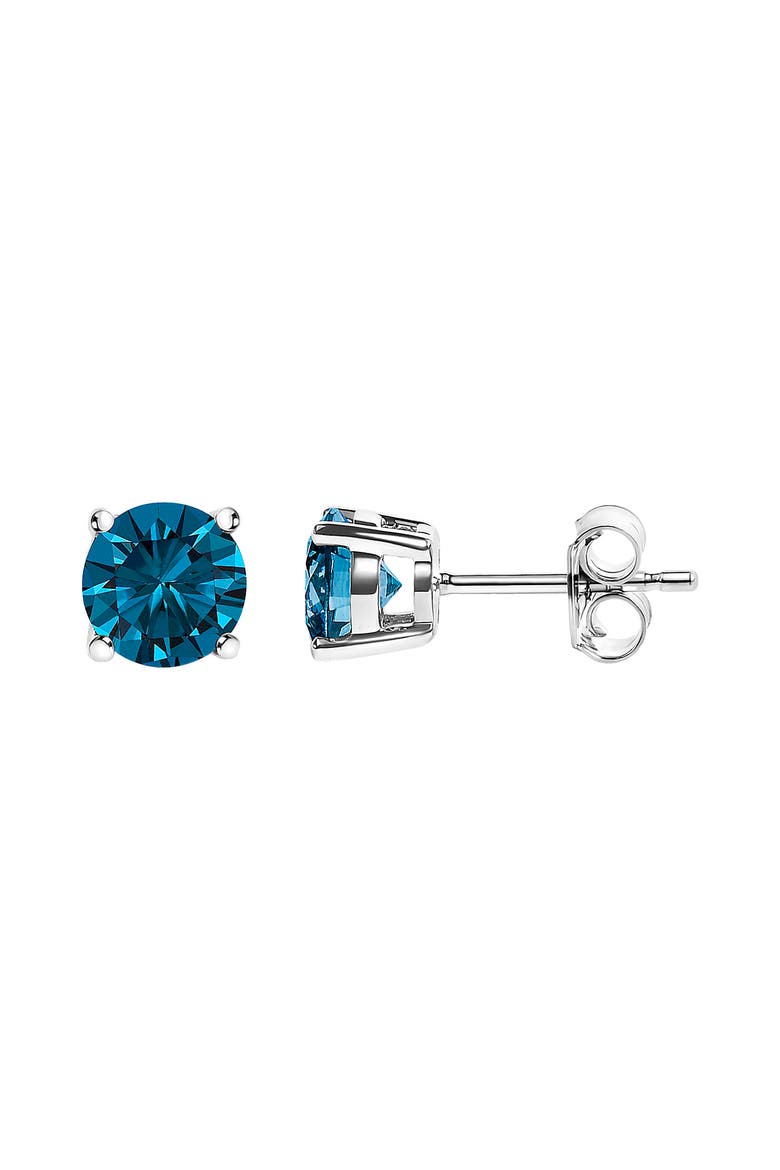 14K Gold 1/2 Cttw Lab Grown Blue Diamond Solitaire Stud Earrings, Alternate, color, White