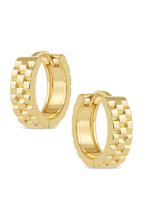 Honeycomb Huggie Hoop Earrings