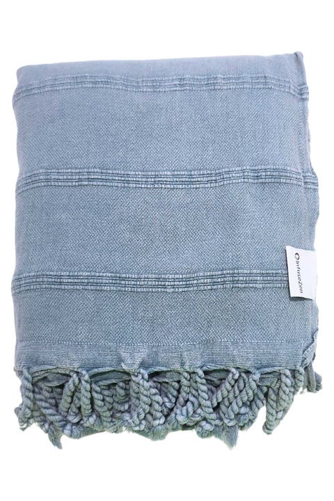 Stonewashed Organic XL Turkish Throw Blanket
