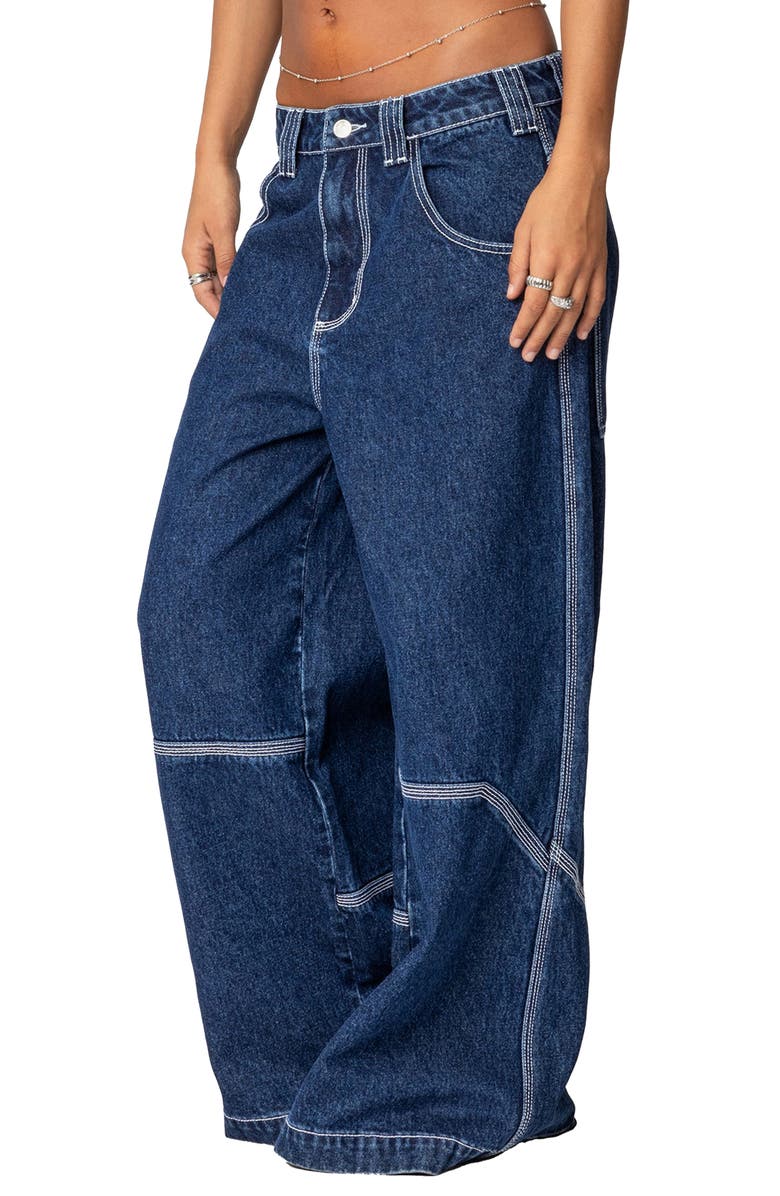EDIKTED Low Rise Super Wide Leg Jeans, Alternate, color, 