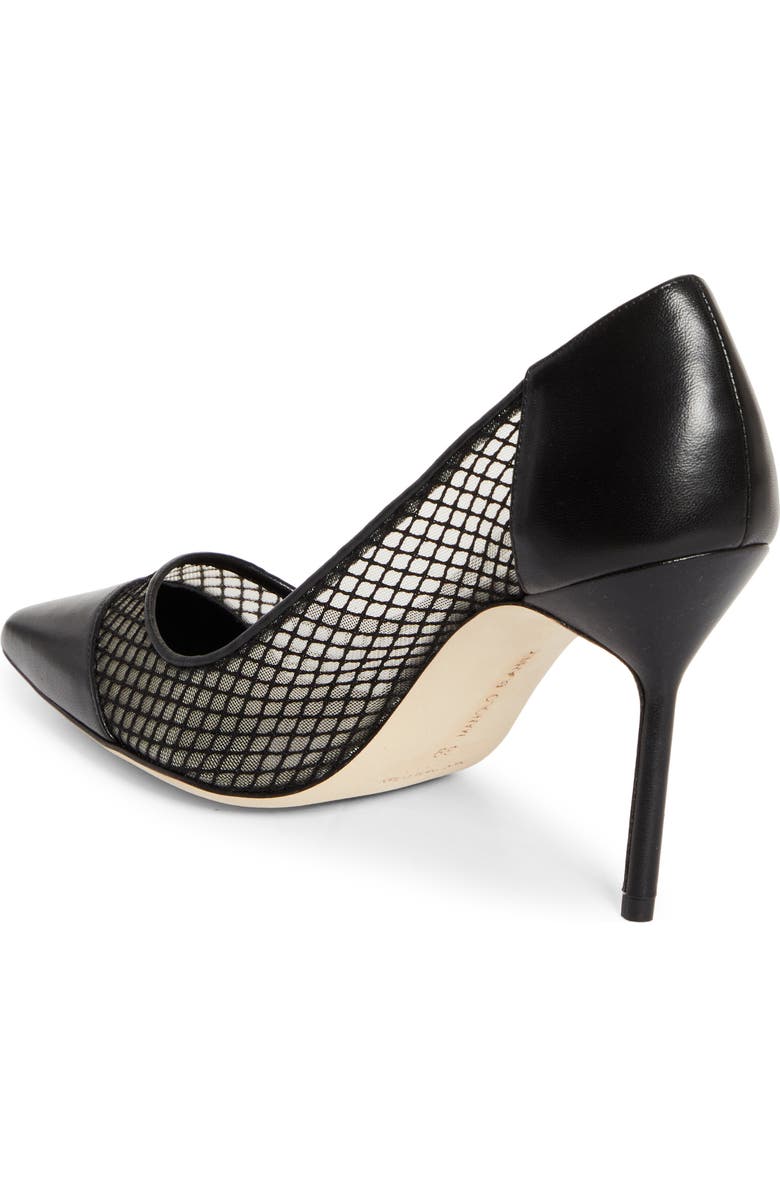 Manolo Blahnik Capcourme Mesh & Leather Pump, Alternate, color, Black