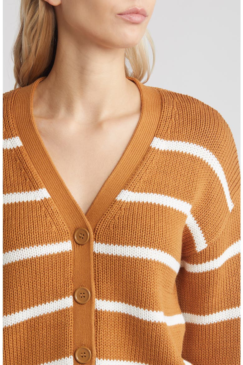 Pima Cotton Cardigan, Alternate, color, TAN SUGAR- IVORY CLOUD STRIPE