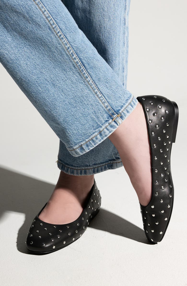 Yosi Samra Sage Stud Ballet Flat, Alternate, color, Black