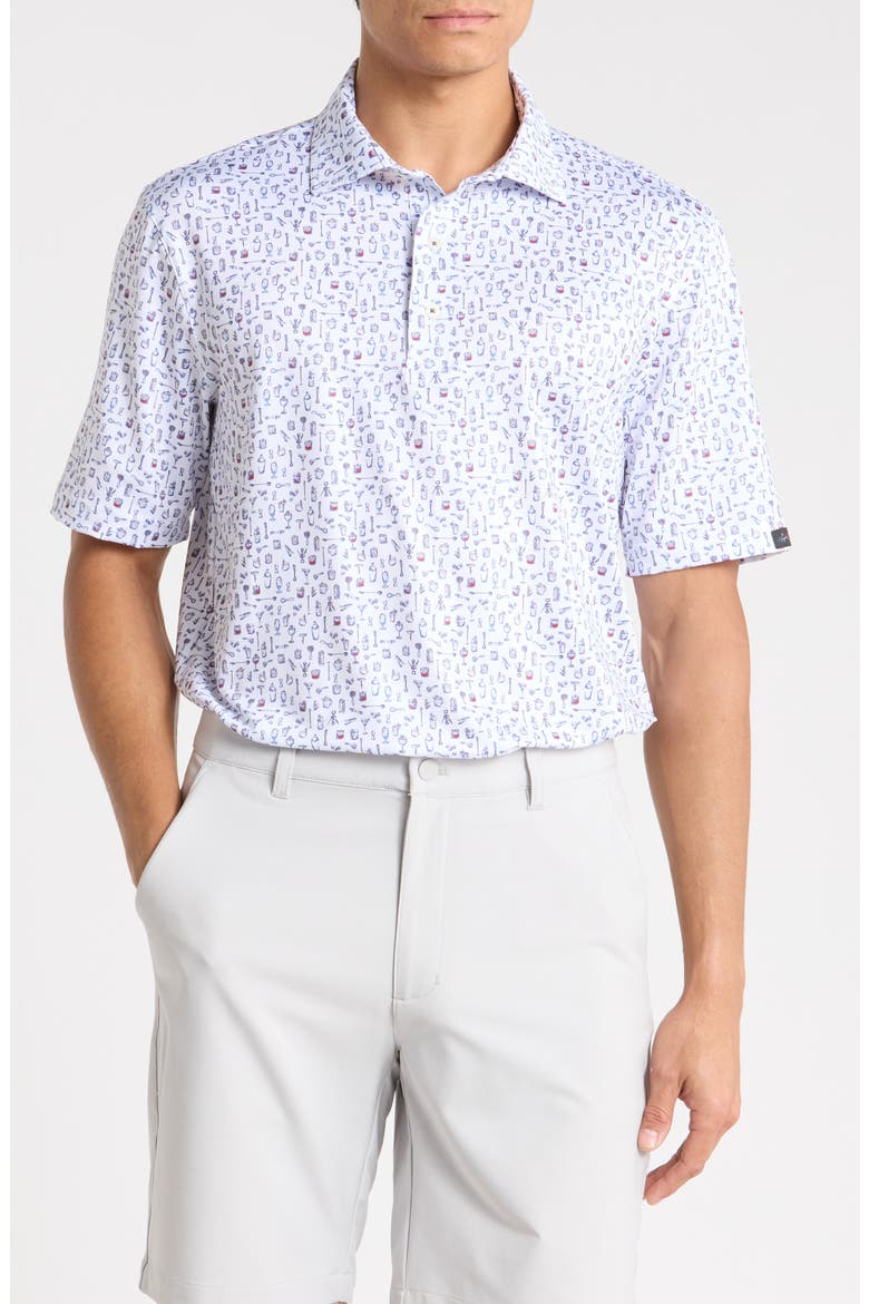 Americana Drinks Knit Polo, Main, color, WHITE