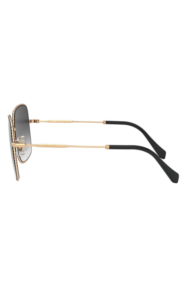 Miu Miu 56mm Gradient Rectangular Sunglasses, Alternate, color, Antique Gold/Grey Gradient