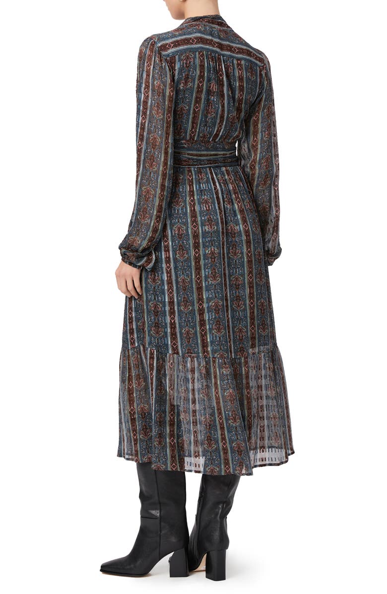 PAIGE Gallery Long Sleeve Silk Blend Dress, Alternate, color, Calico Blue Multi