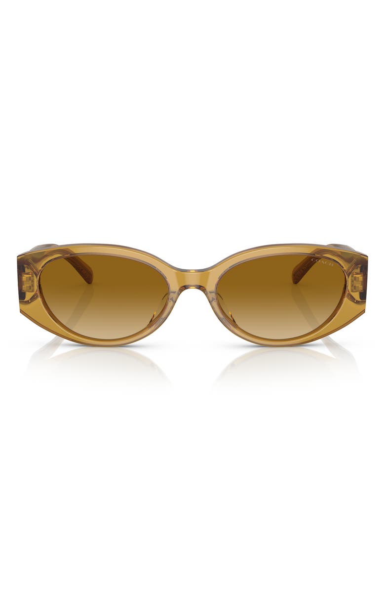 COACH 57mm Oval Sunglasses, Main, color, Transparent Sand