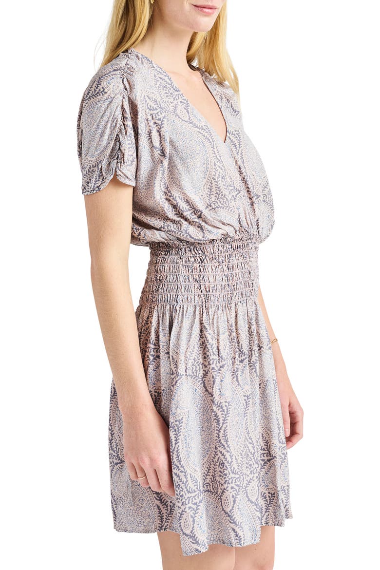 Annmarie Paisley Smocked Waist Minidress, Alternate, color, WHITE SAND PAISLEY