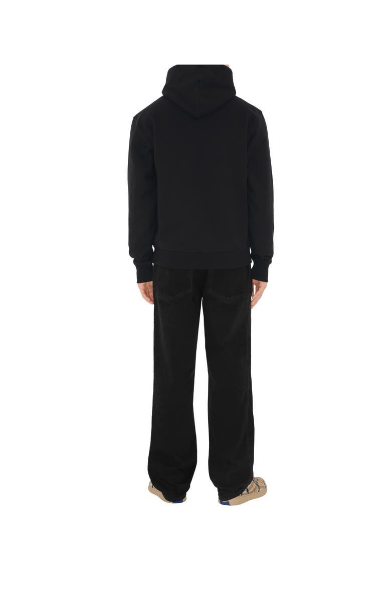 Burberry Check Label Cotton Hoodie, Alternate, color, Black
