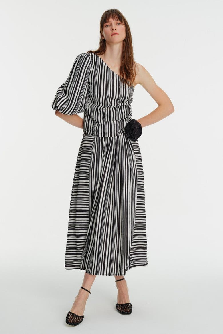 One Shoulder Striped Blouse, Alternate, color, ORIGINAL