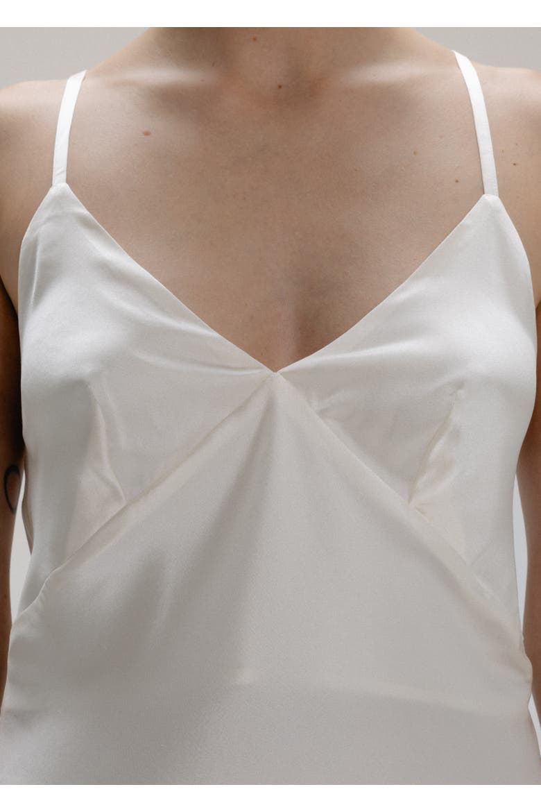 V-Neck Sleeveless Silk Blouse, Alternate, color, Milk White